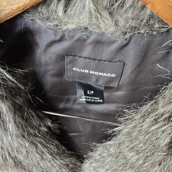 Club Monaco Open Front Faux Fur Vest Womens Small - Picture 6 of 11